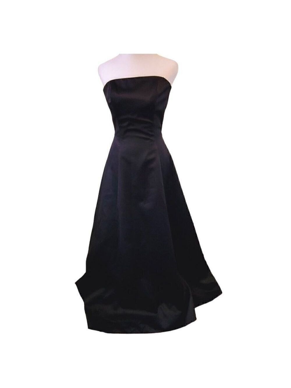 J. Peterman Strapless Black Evening Gown Fitted Waist Ladder Back Women's SZ 2